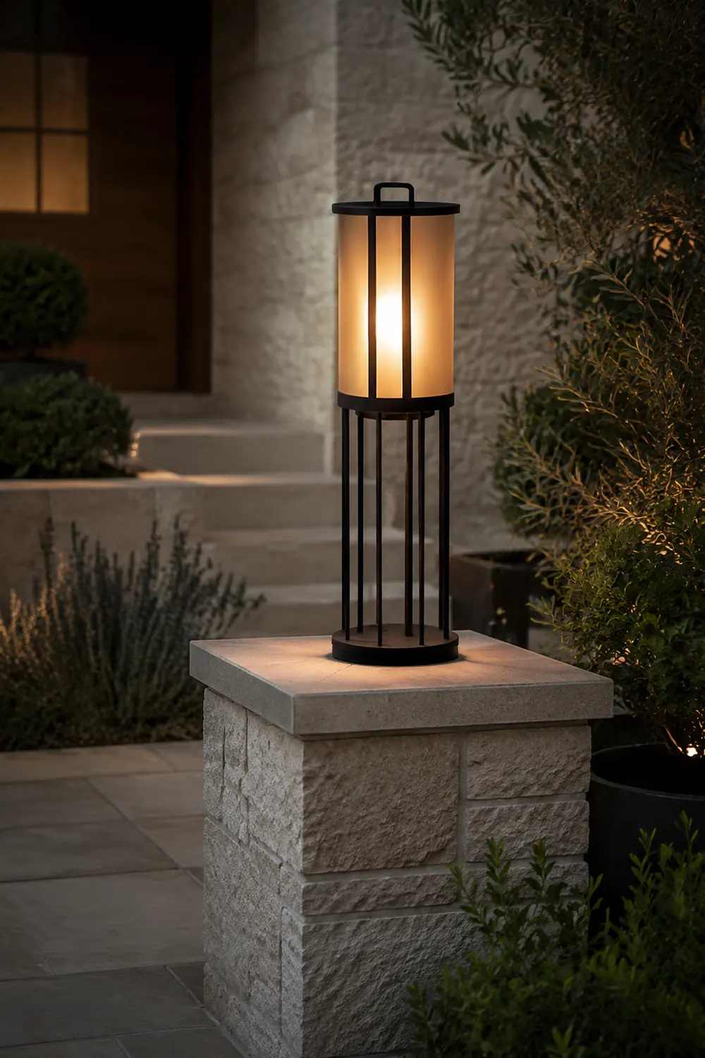 Round Pillar Acrylic Lantern Outdoor Lamp - Lumpaz
