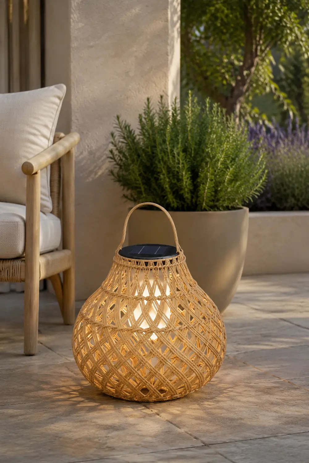 Woven Sphere Solar Lantern Outdoor Lamp - Lumpaz