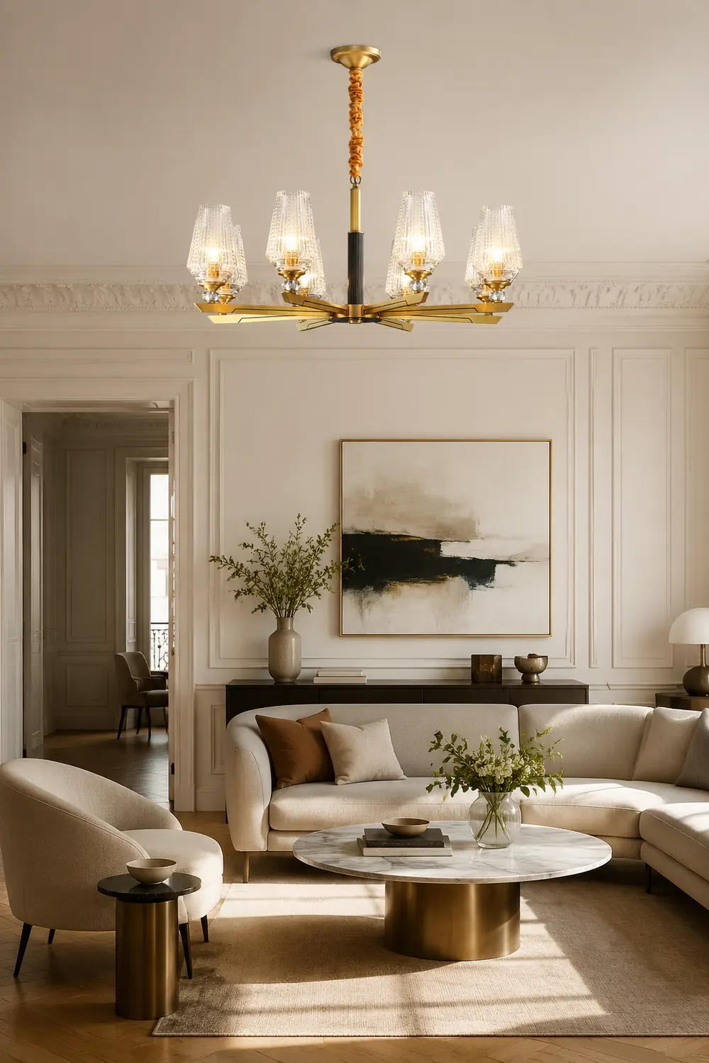Orrefors Brass Chandelier - Lumpaz