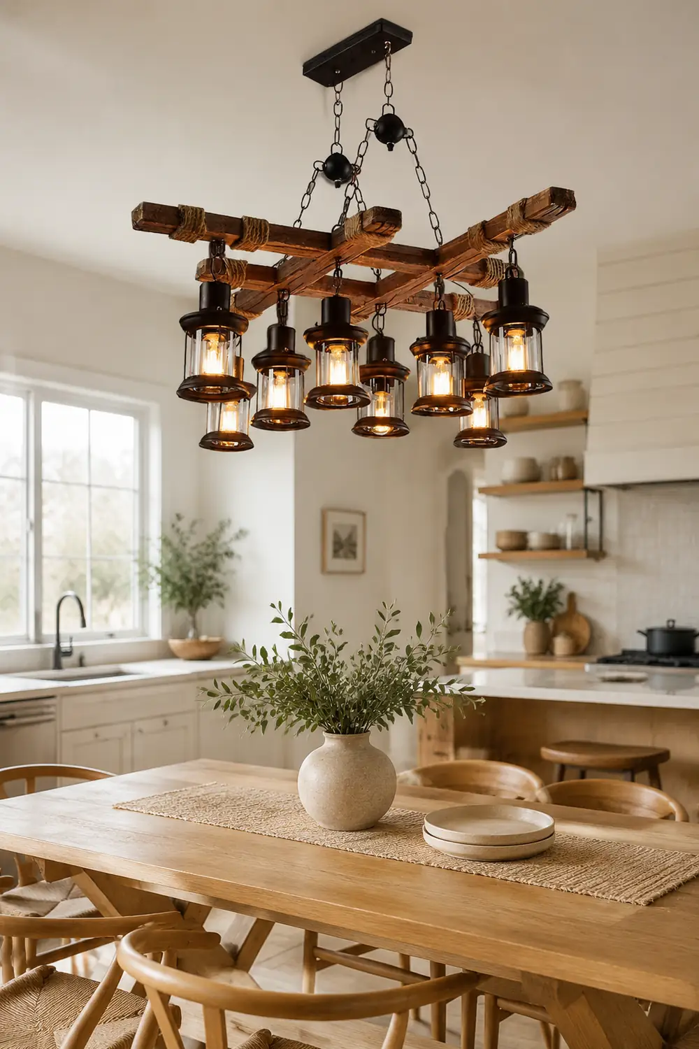 Vintage Wood Glass Chandeliers - Lumpaz