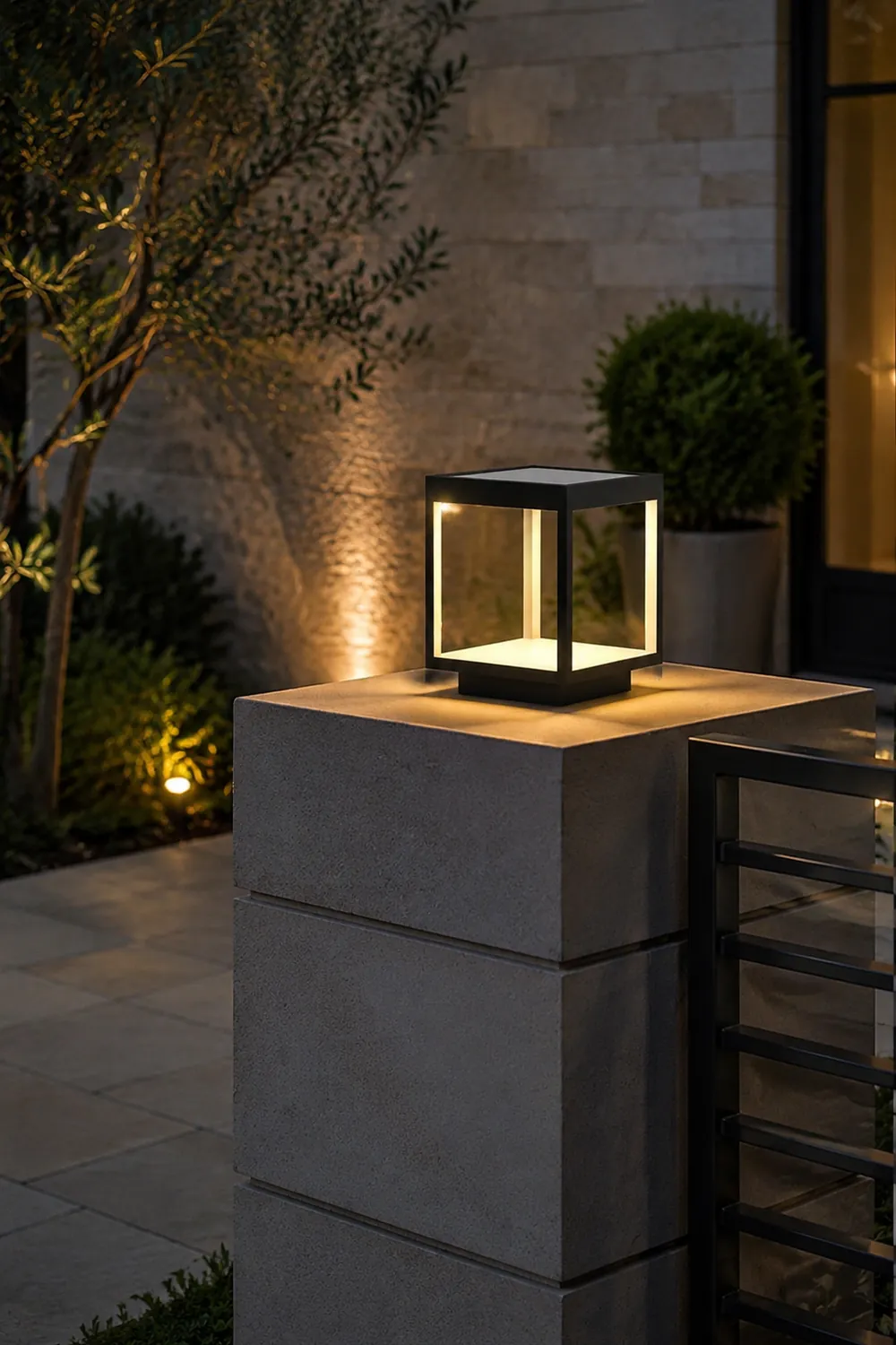 Square Frame Fence Post Garden Light - Lumpaz