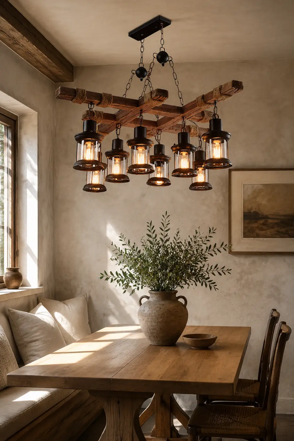 Vintage Wood Glass Chandeliers - Lumpaz