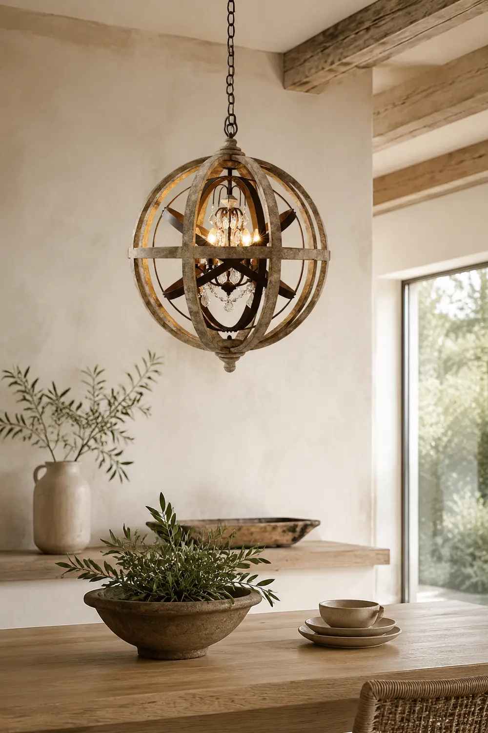 Retro Globe Weathered Chandelier - Lumpaz