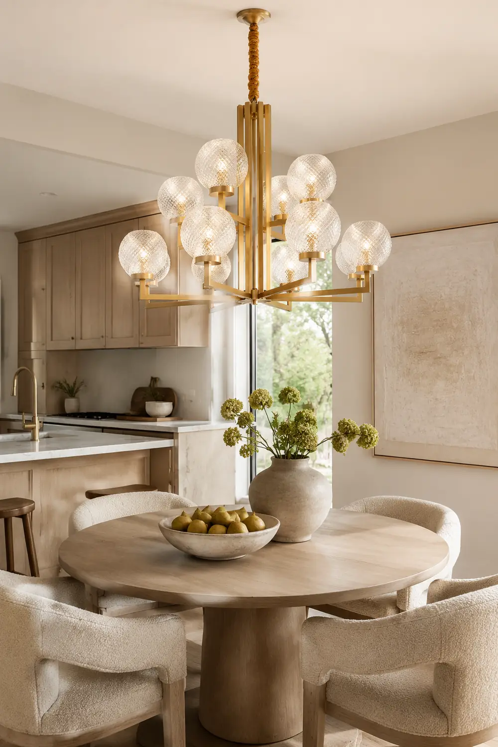 Ribbed Glass Brass Chandelier - Lumpaz