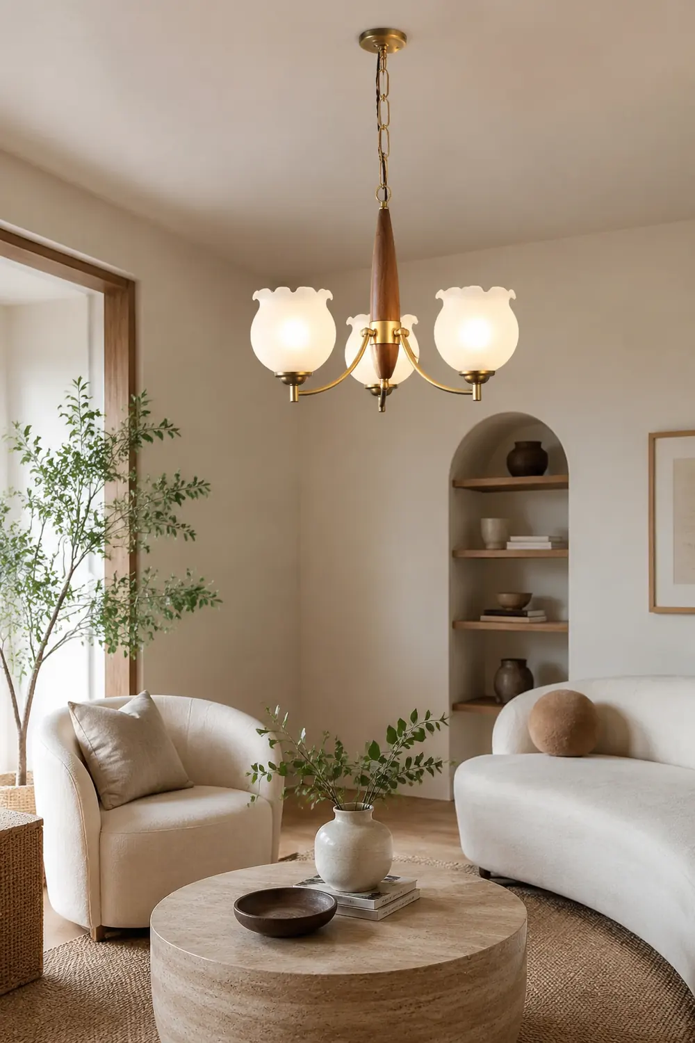 Tulips Glass Wood Chandelier - Lumpaz