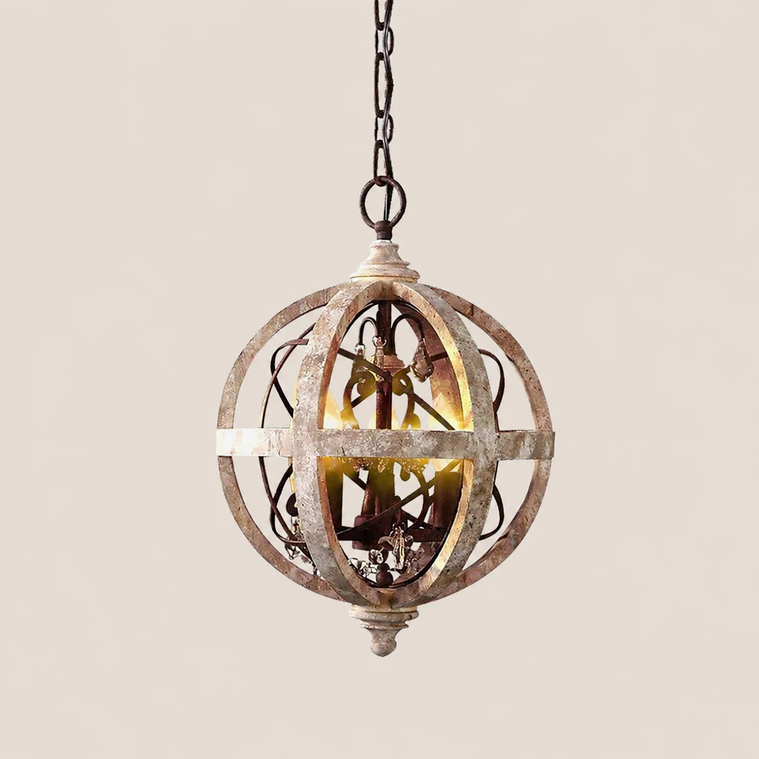 Retro Globe Weathered Chandelier - Lumpaz