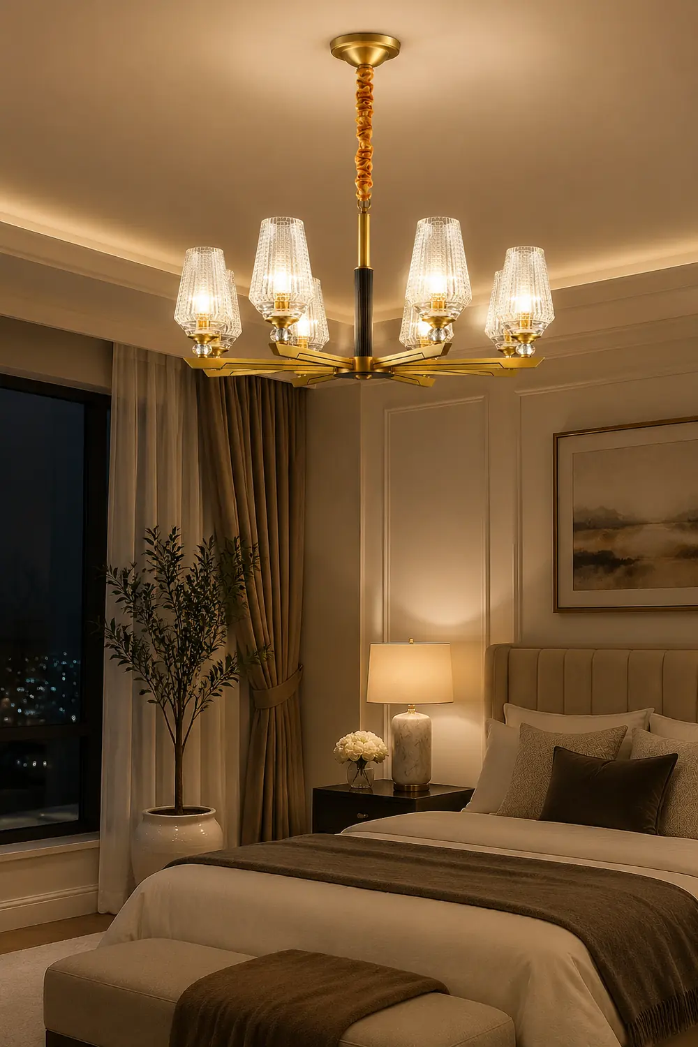 Orrefors Brass Chandelier - Lumpaz