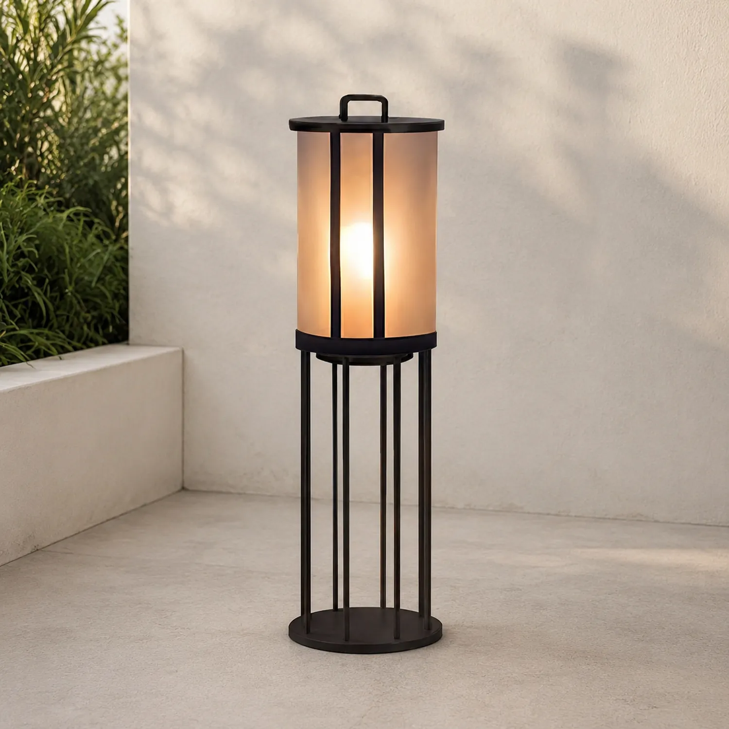 Round Pillar Acrylic Lantern Outdoor Lamp - Lumpaz