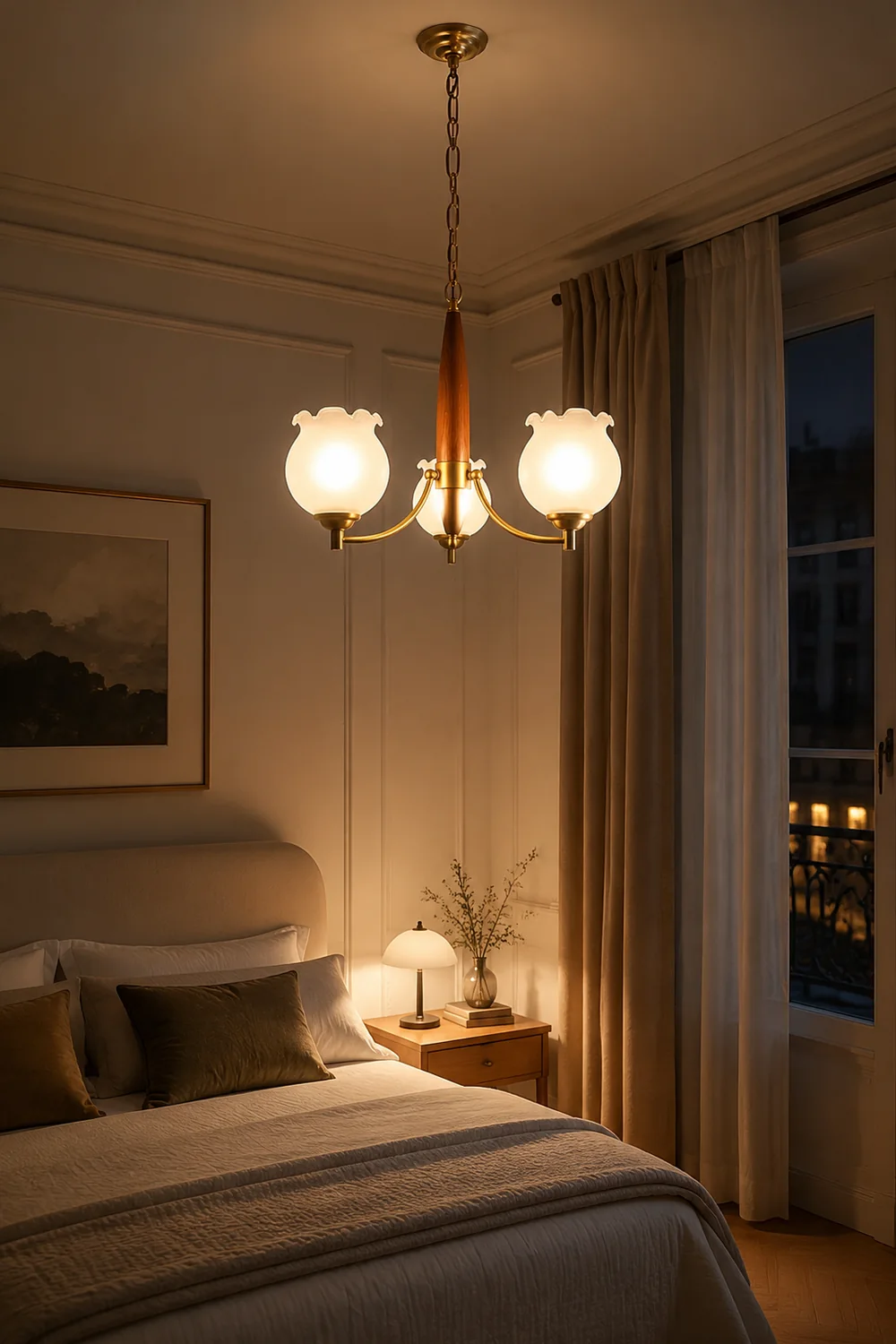 Tulips Glass Wood Chandelier - Lumpaz