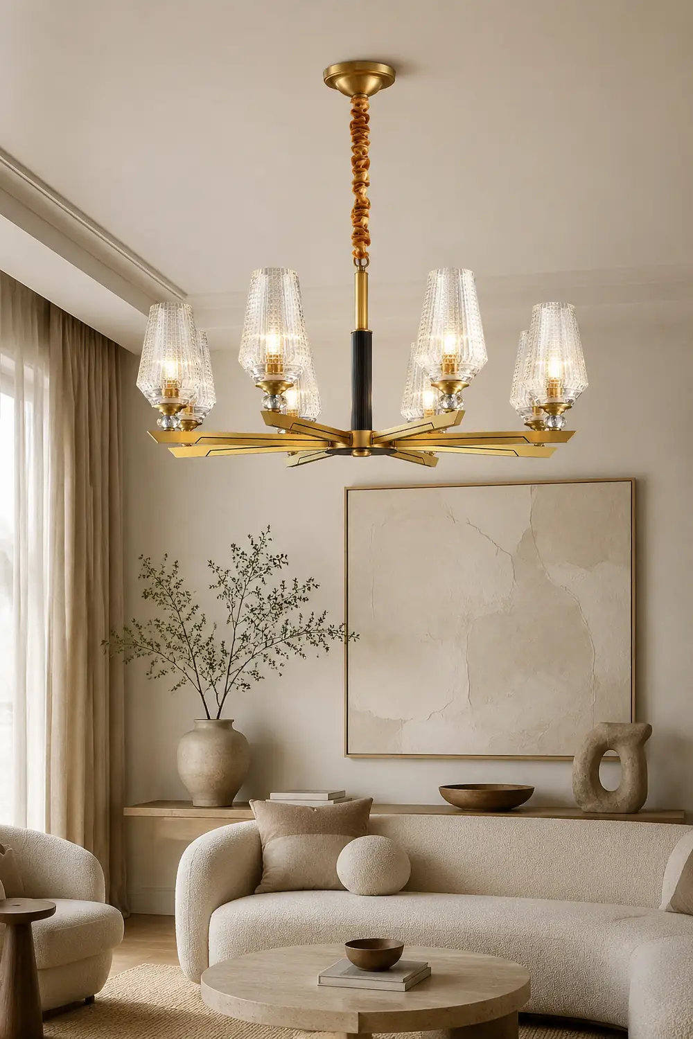 Orrefors Brass Chandelier - Lumpaz