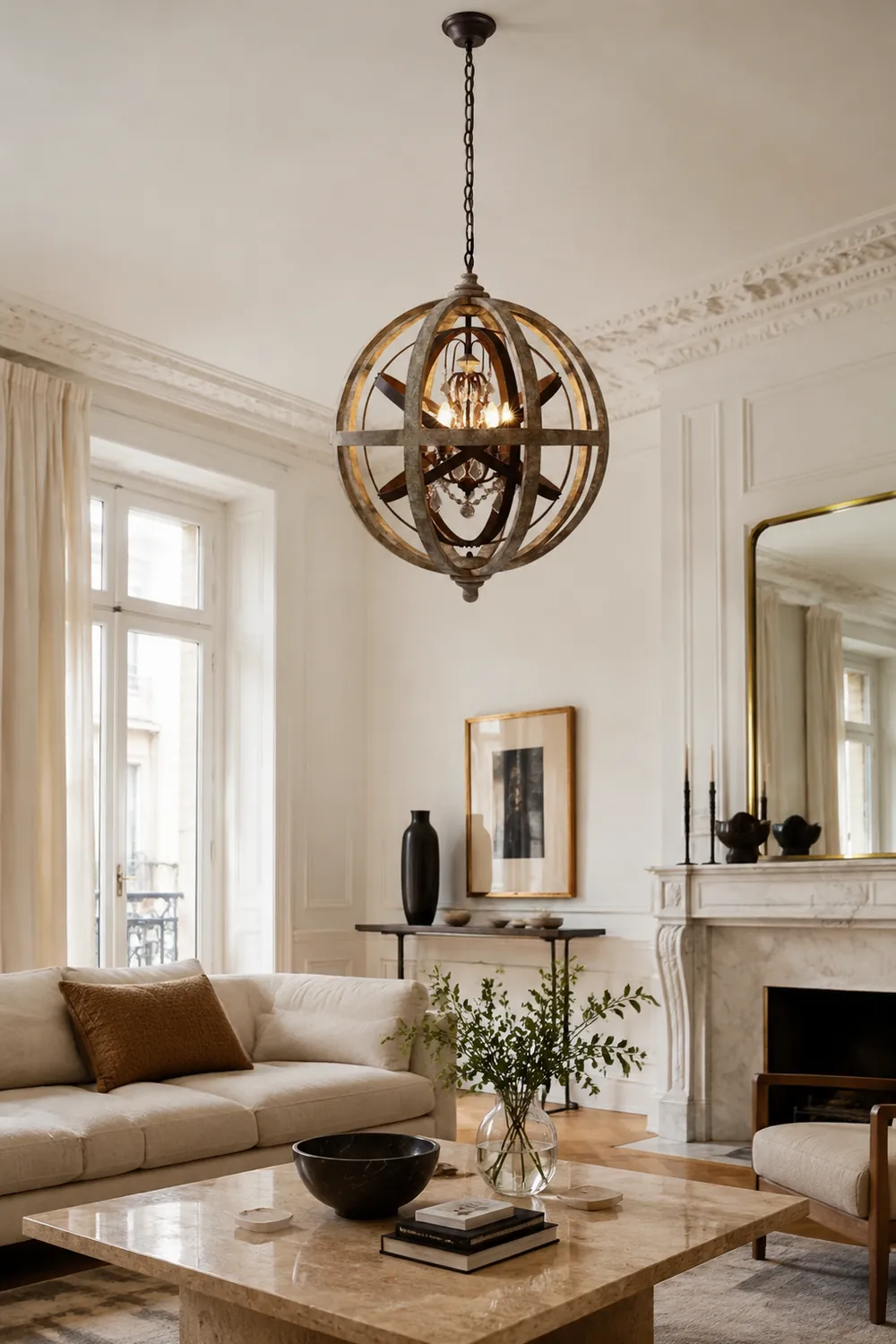 Retro Globe Weathered Chandelier - Lumpaz