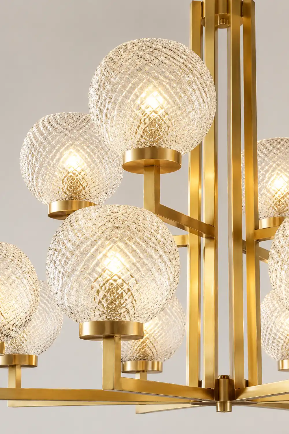 Ribbed Glass Brass Chandelier - Lumpaz