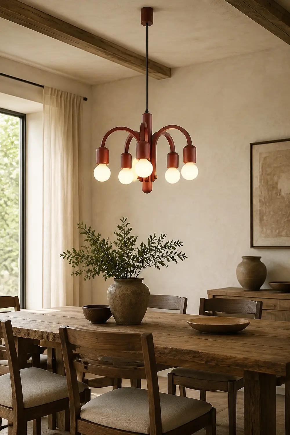 Candela Teak Chandelier - Lumpaz