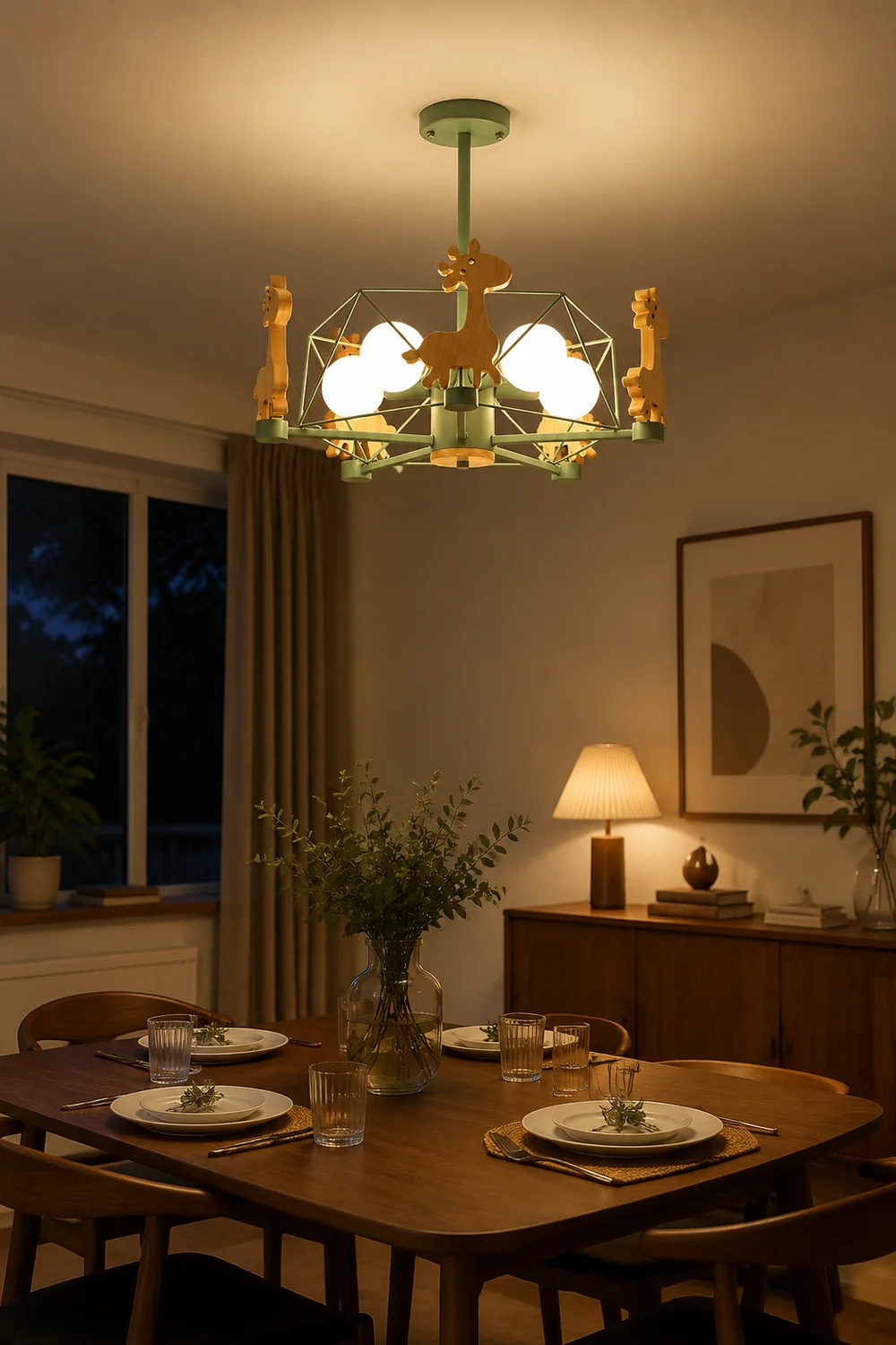 Lovely Deer Wooden Chandelier - Lumpaz
