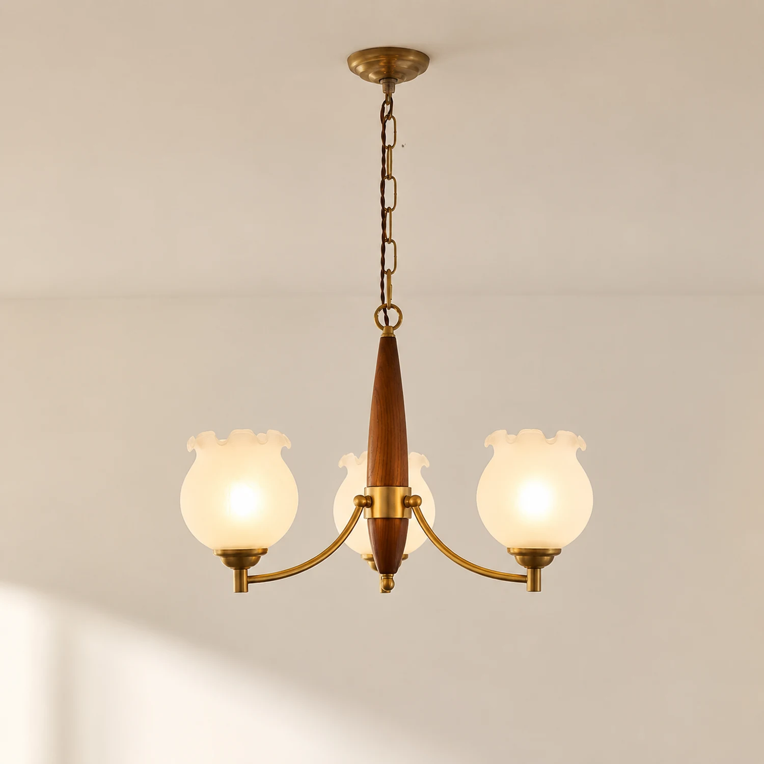 Tulips Glass Wood Chandelier - Lumpaz