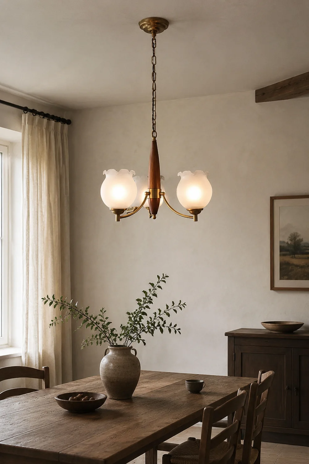 Tulips Glass Wood Chandelier - Lumpaz