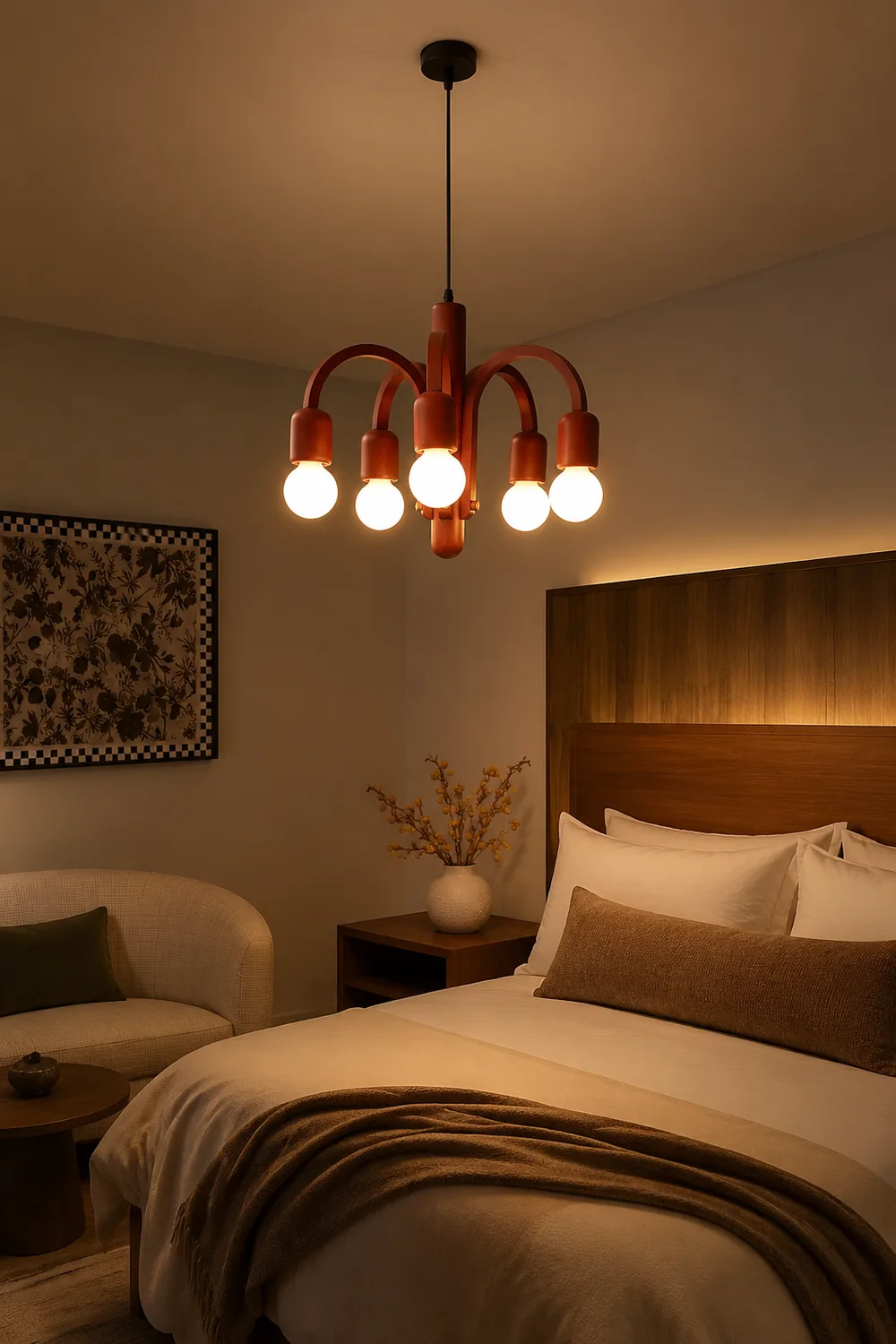 Candela Teak Chandelier - Lumpaz