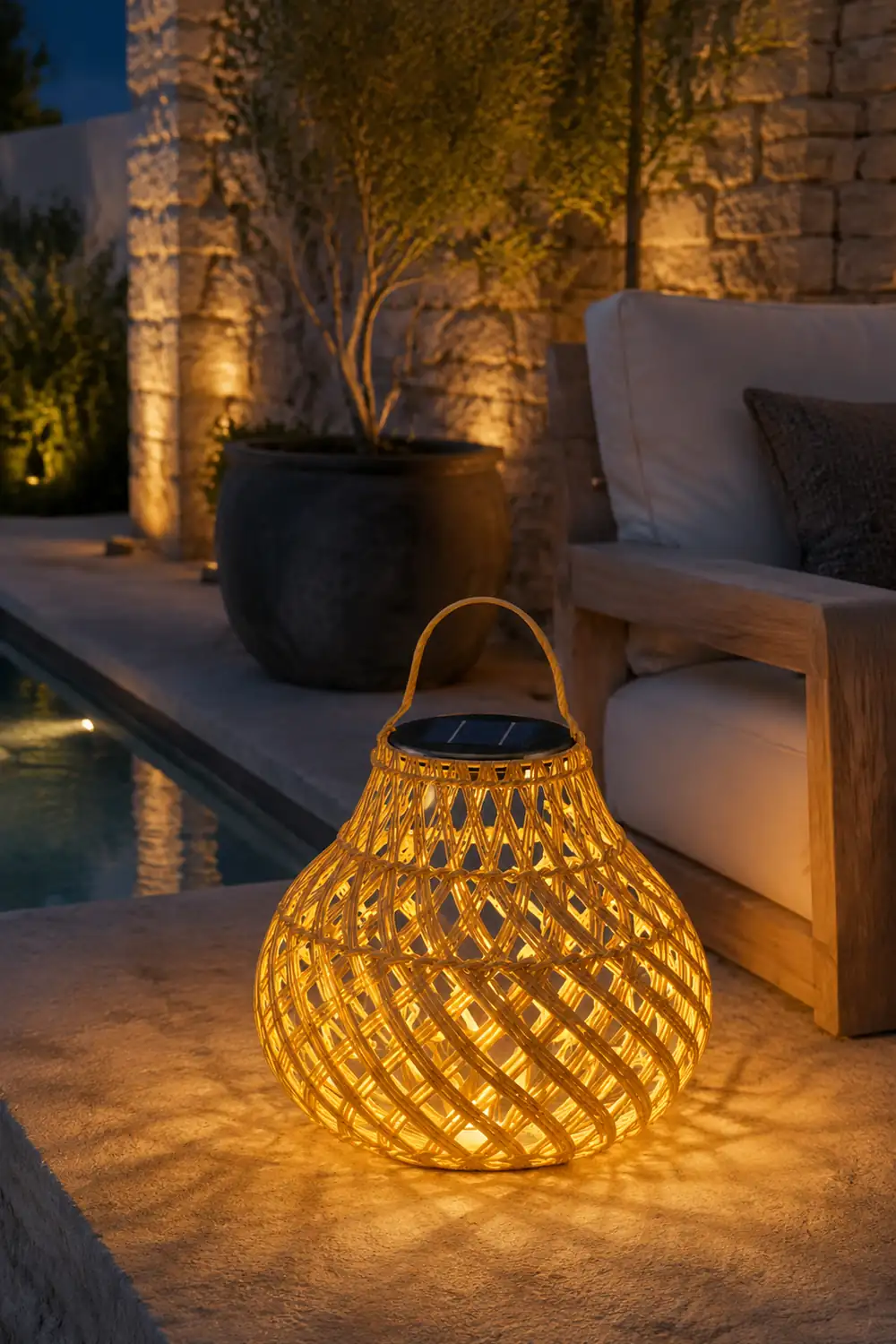 Woven Sphere Solar Lantern Outdoor Lamp - Lumpaz
