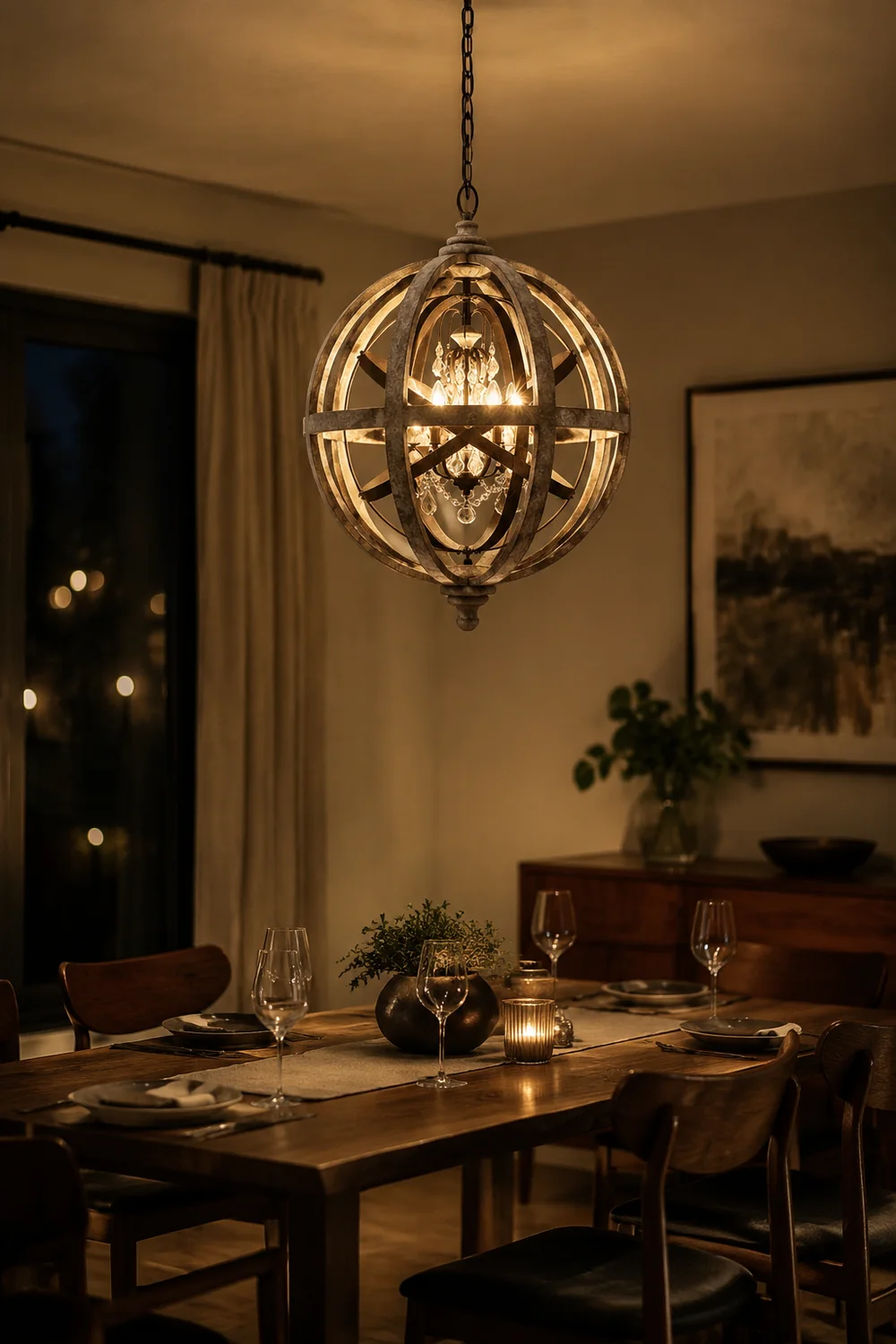 Retro Globe Weathered Chandelier - Lumpaz