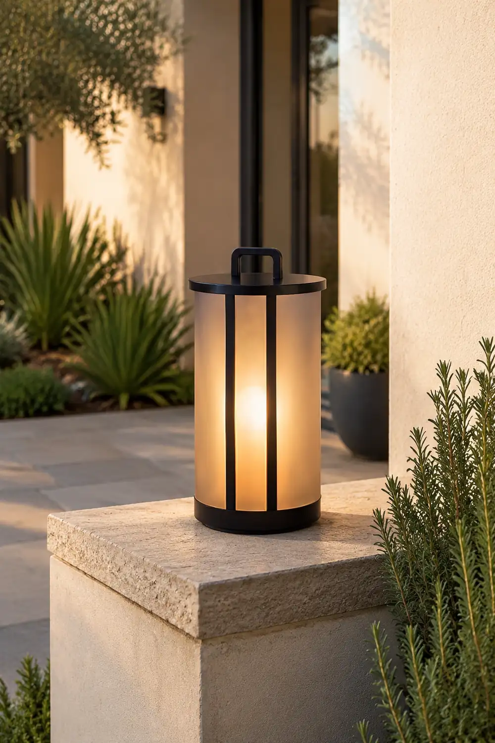 Round Pillar Acrylic Lantern Outdoor Lamp - Lumpaz