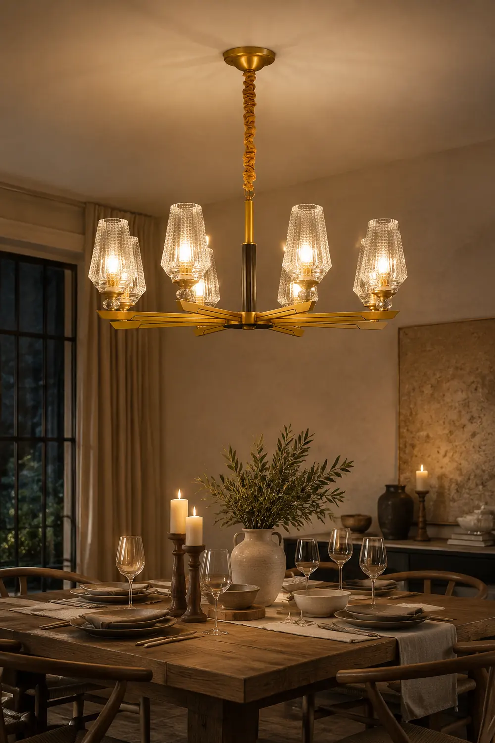 Orrefors Brass Chandelier - Lumpaz