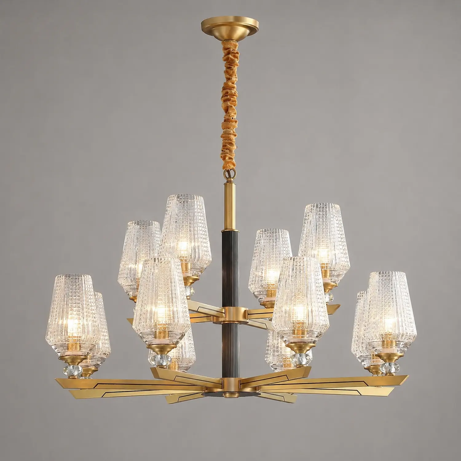 Orrefors Brass Chandelier - Lumpaz