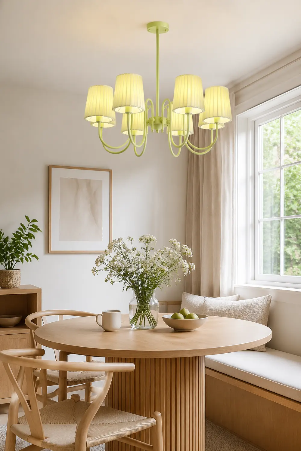 Pleated Fabric Matcha Chandelier - Lumpaz