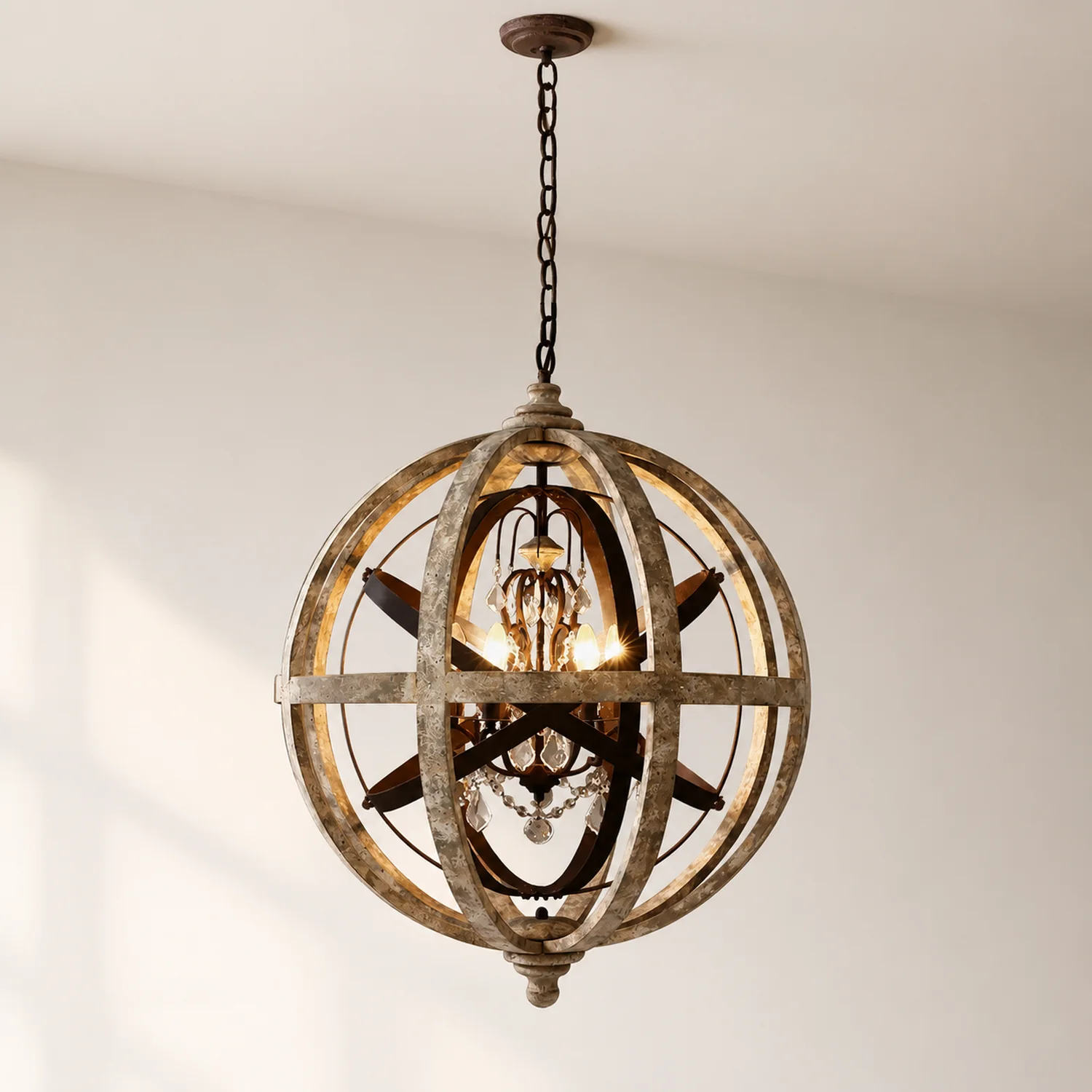 Retro Globe Weathered Chandelier - Lumpaz