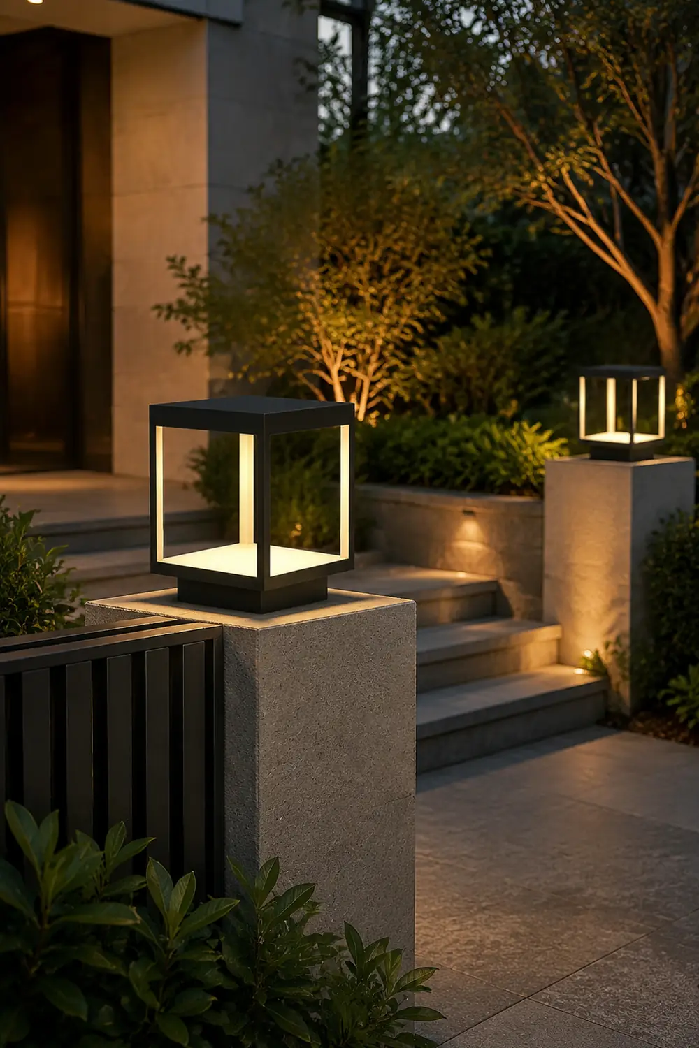 Square Frame Fence Post Garden Light - Lumpaz