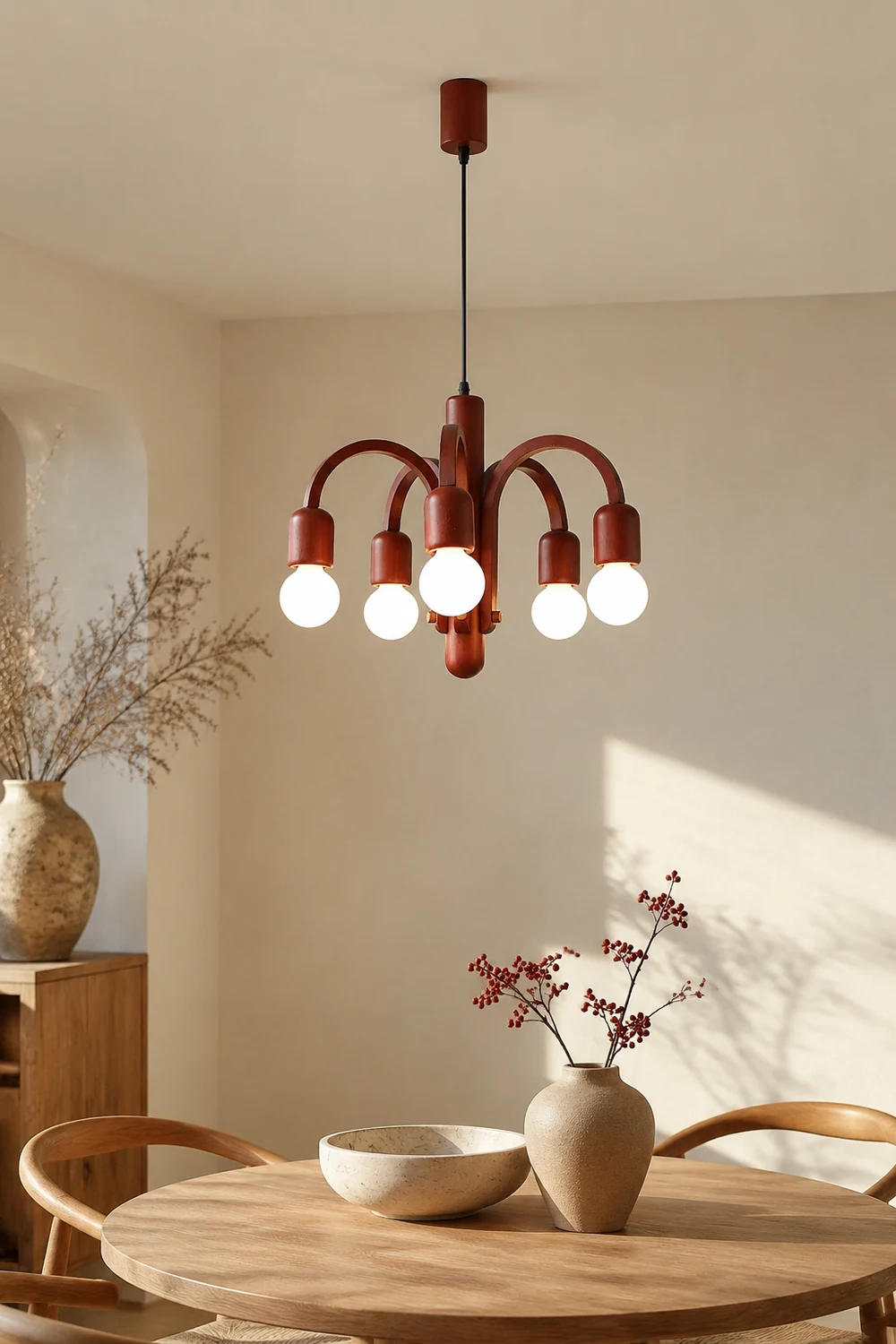 Candela Teak Chandelier - Lumpaz