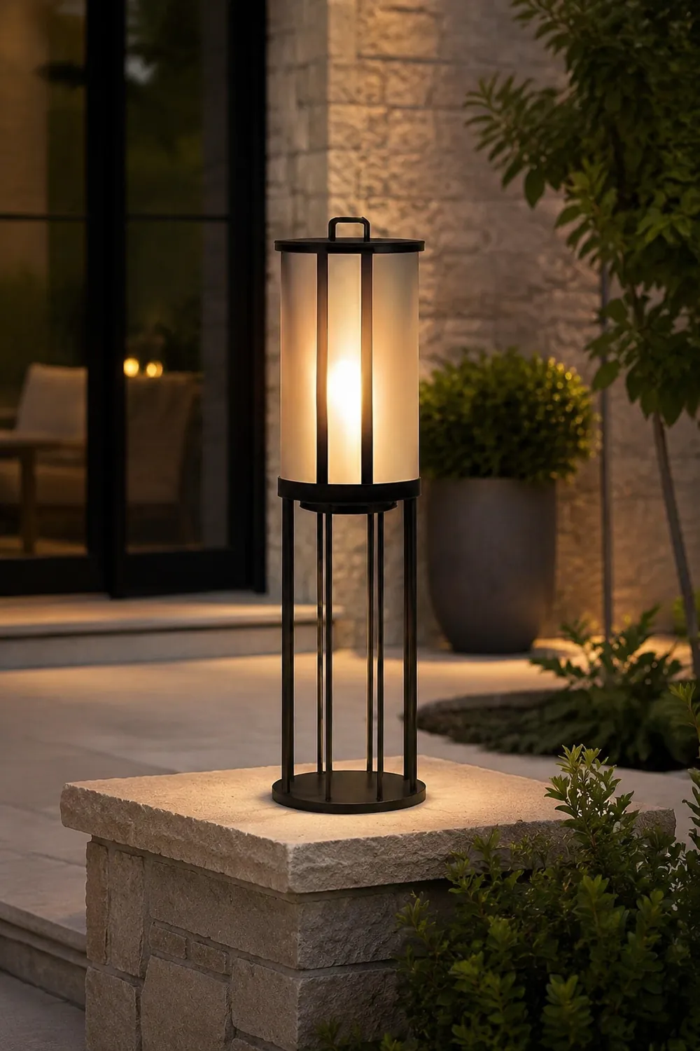 Round Pillar Acrylic Lantern Outdoor Lamp - Lumpaz