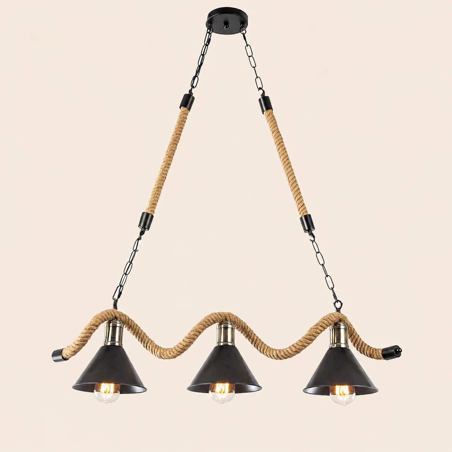 Hemp Rope Industrial Wave Chandelier - Lumpaz