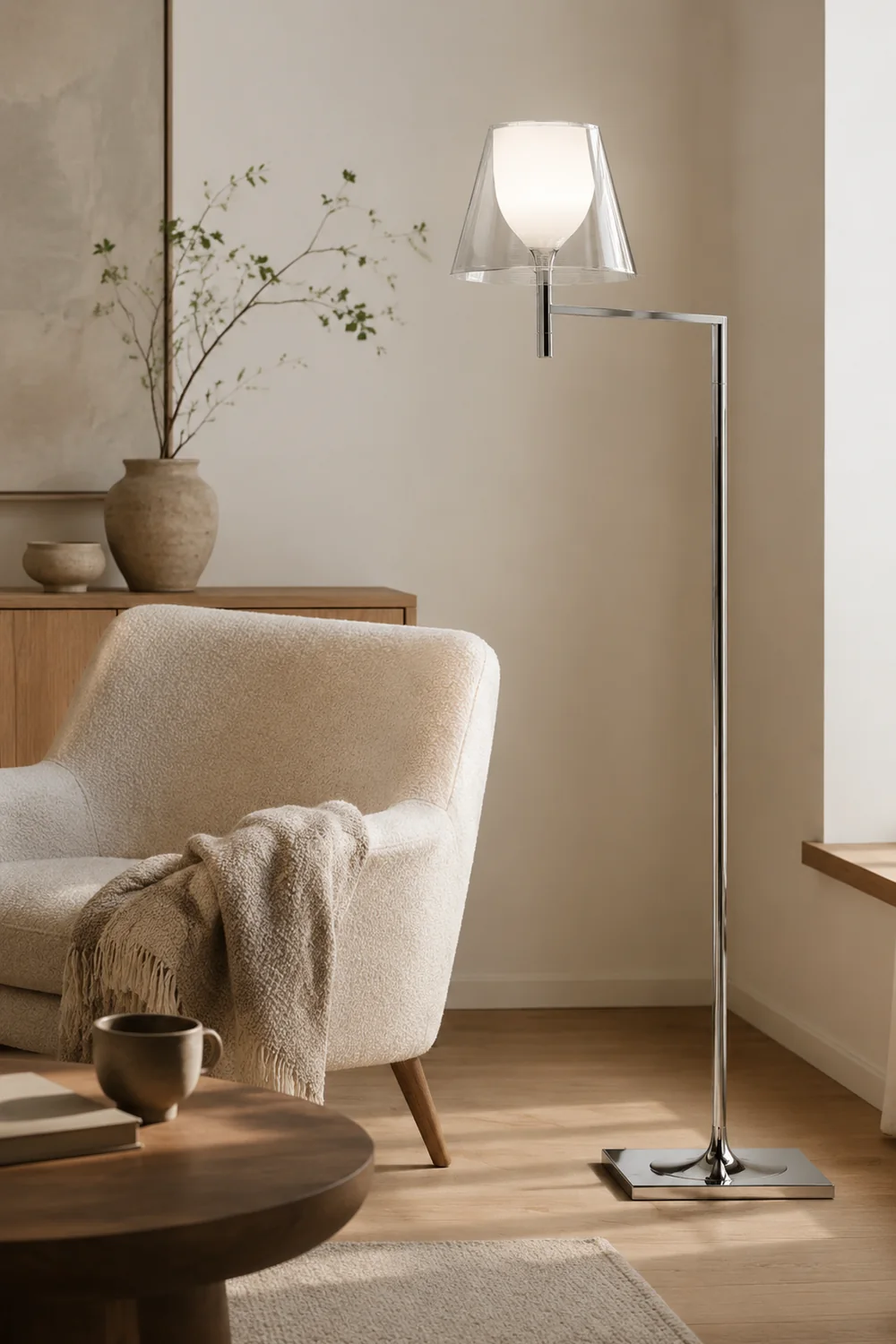 Chrome Prism Bending Floor Light - Lumpaz