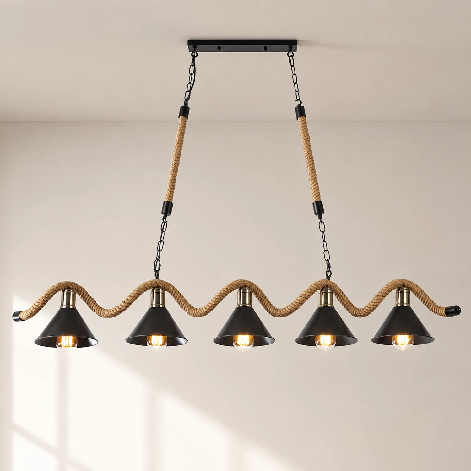 Hemp Rope Industrial Wave Chandelier - Lumpaz