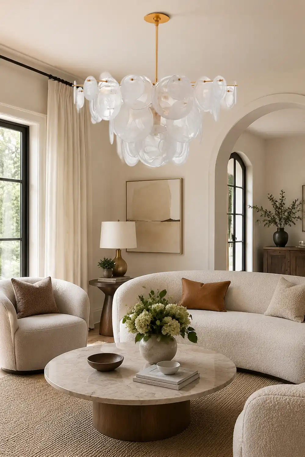 Brass Discs Cascading Chandelier - Lumpaz