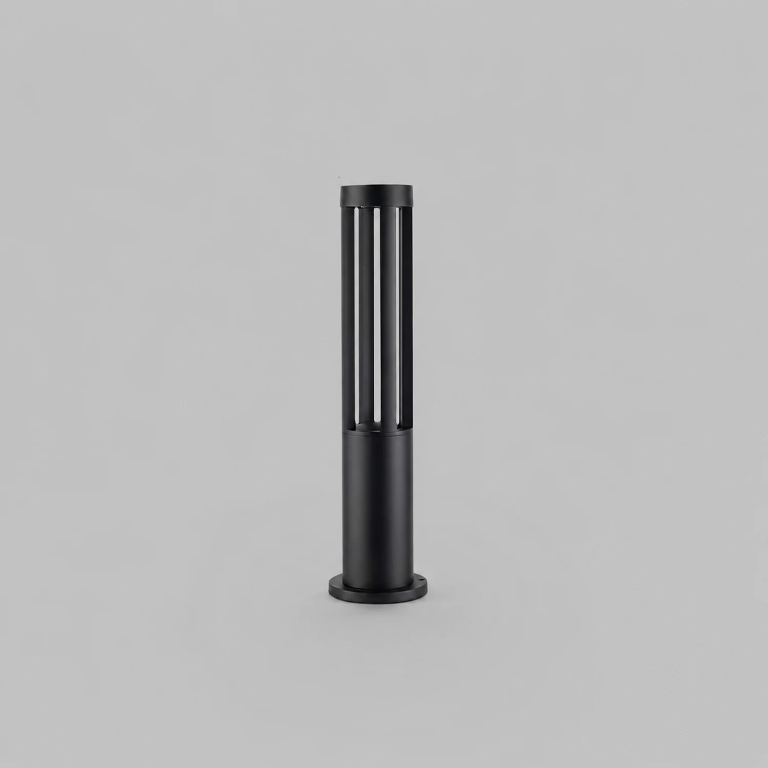 Black Cylindrical Garden Outdoor Light with Solar Panel - Lumpaz