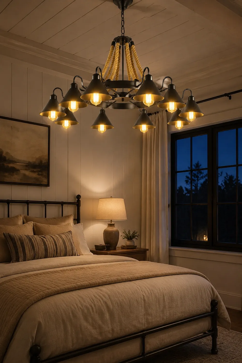 Hemp Rope Industrial Horn Chandelier - Lumpaz