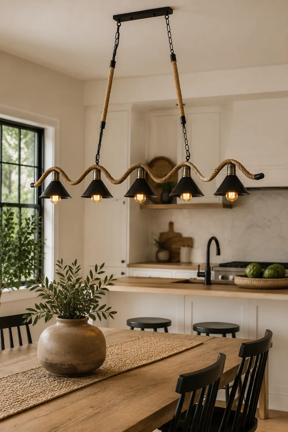 Hemp Rope Industrial Wave Chandelier - Lumpaz