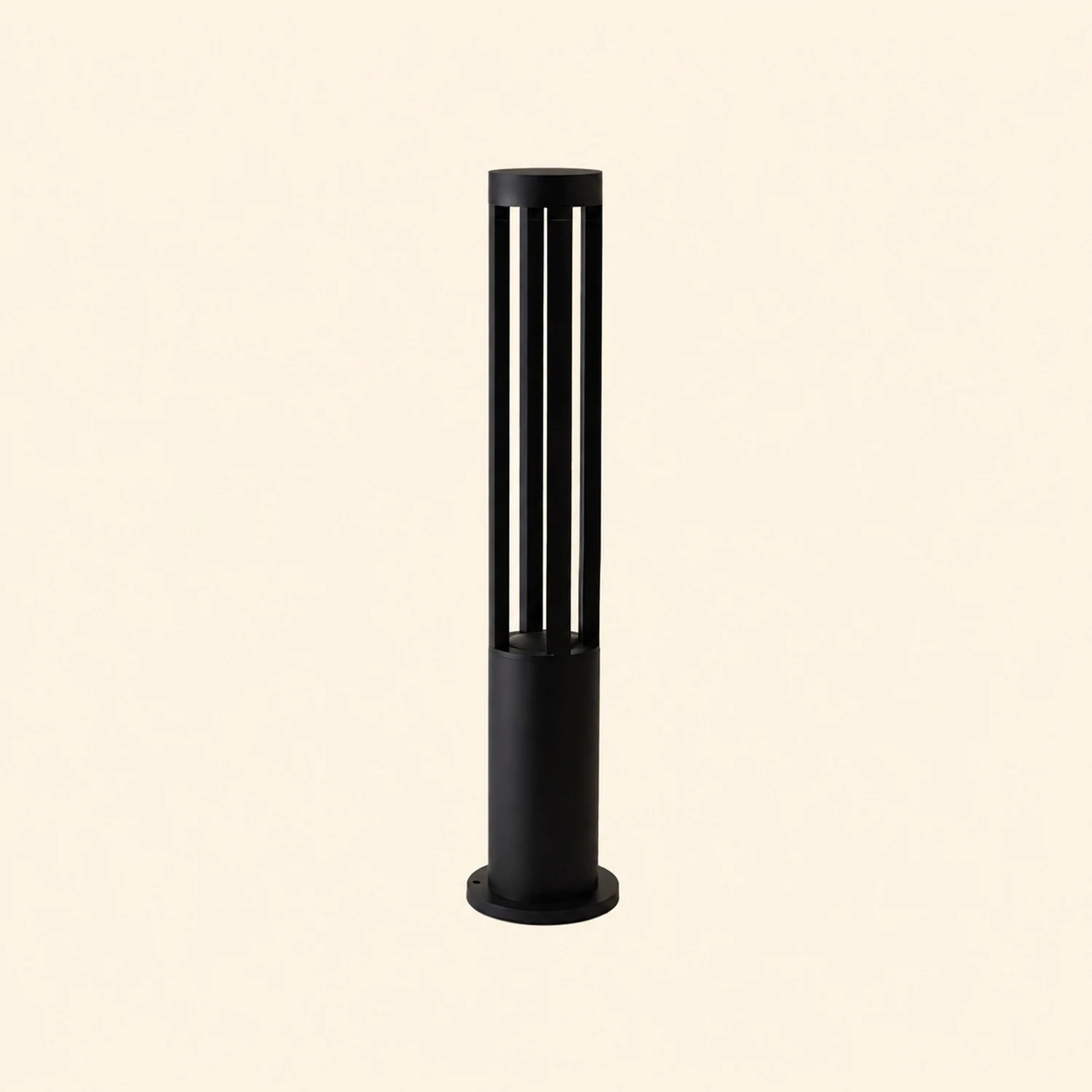 Black Cylindrical Garden Outdoor Light with Solar Panel - Lumpaz