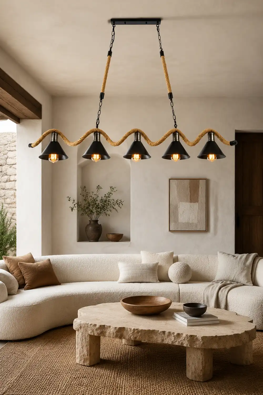 Hemp Rope Industrial Wave Chandelier - Lumpaz