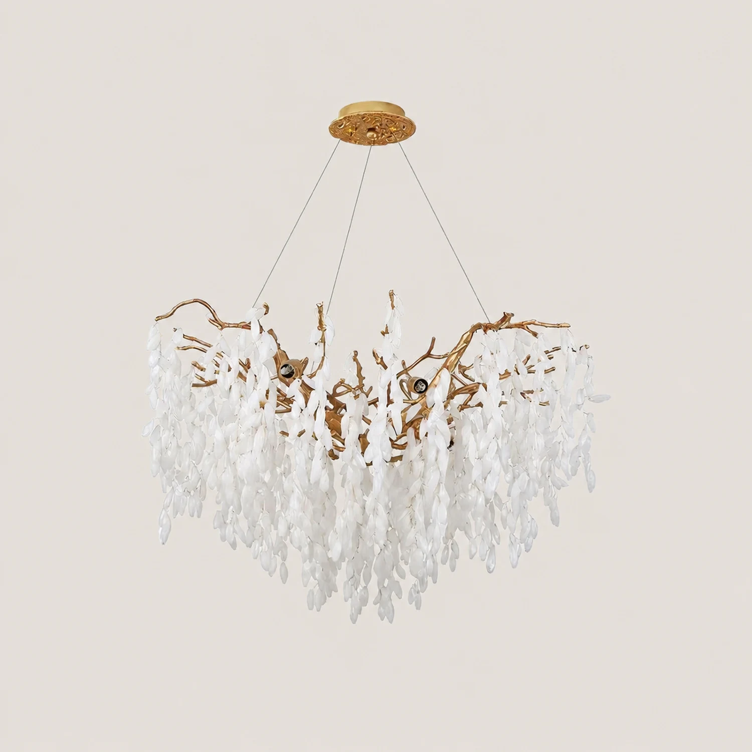 White Jade Branch Brass Chandelier - Lumpaz