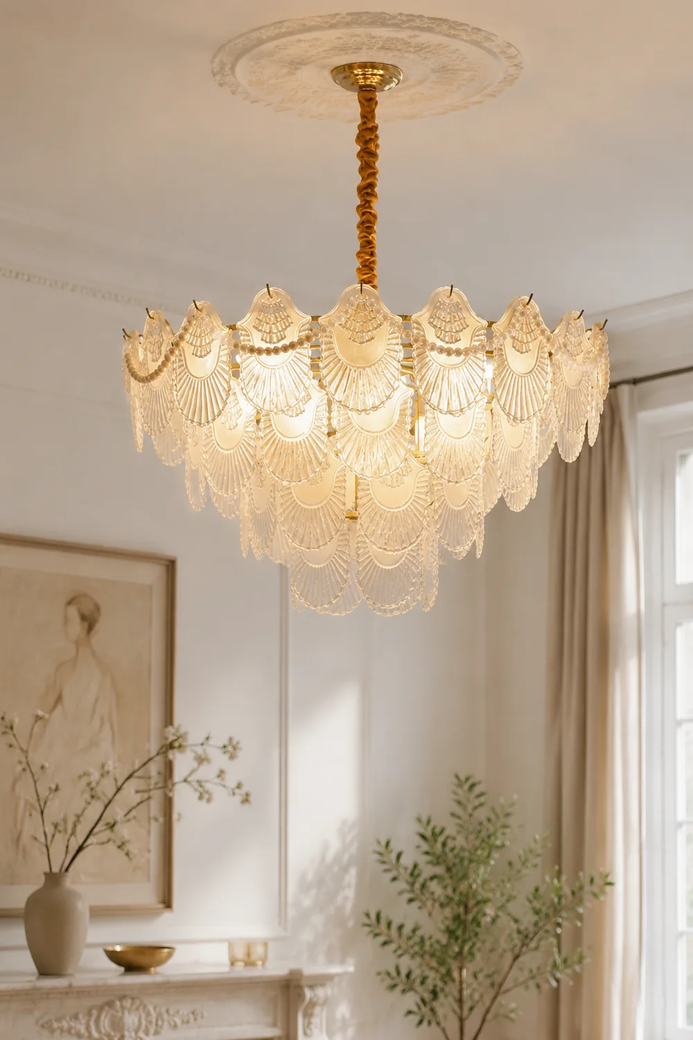 Pearl Glass Shell Chandelier - Lumpaz