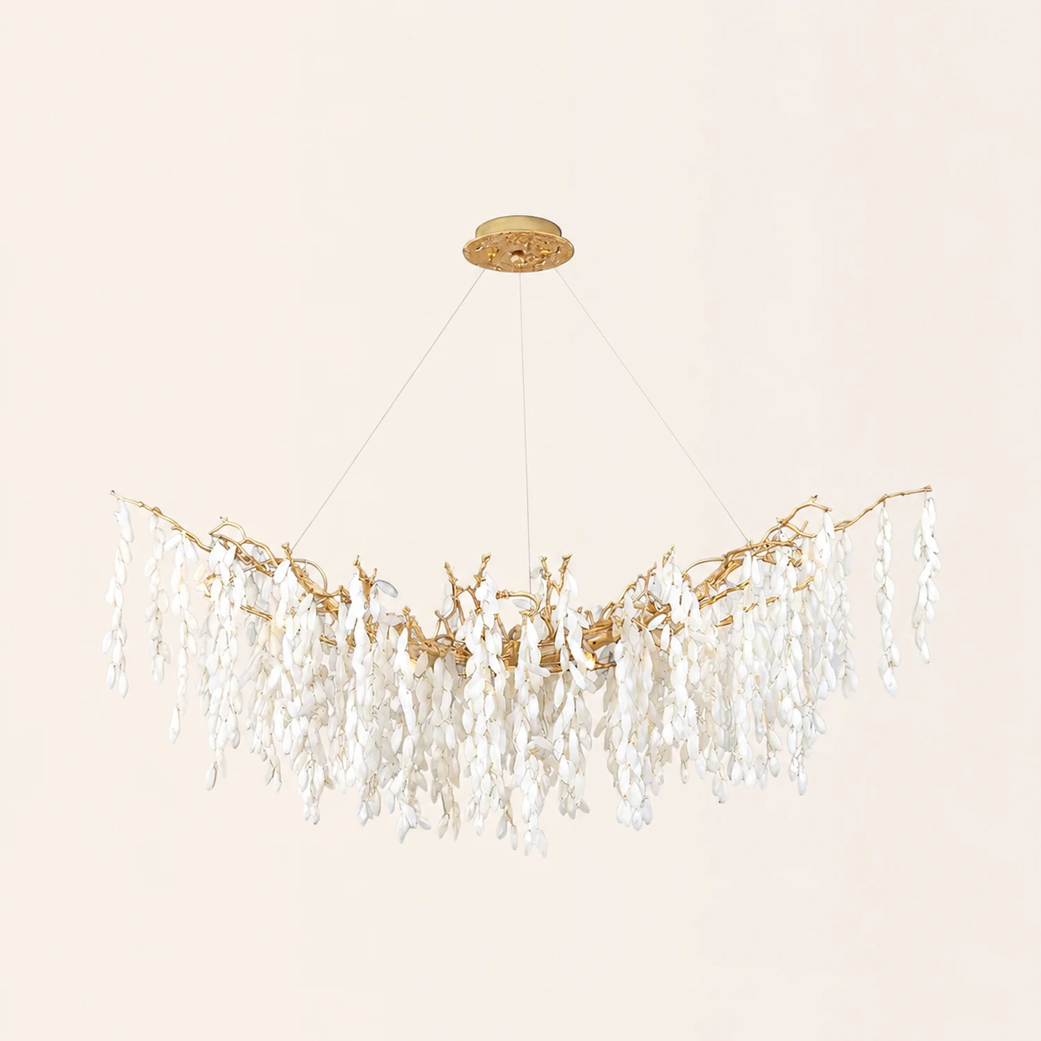 White Jade Branch Brass Chandelier - Lumpaz