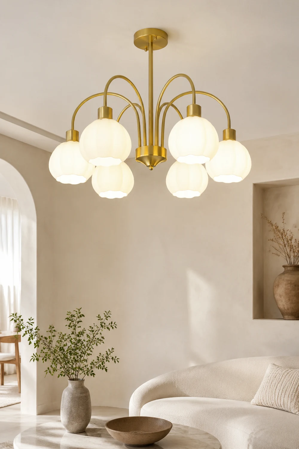 Glass Pumpkin Gold Chandelier - Lumpaz