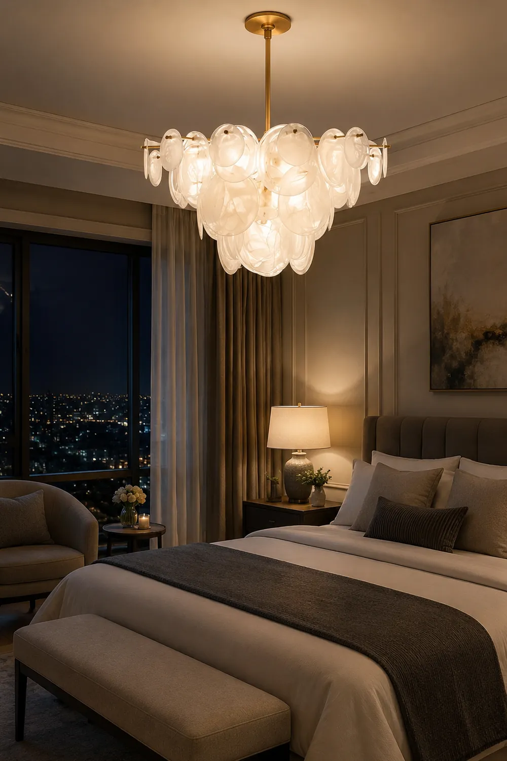 Brass Discs Cascading Chandelier - Lumpaz