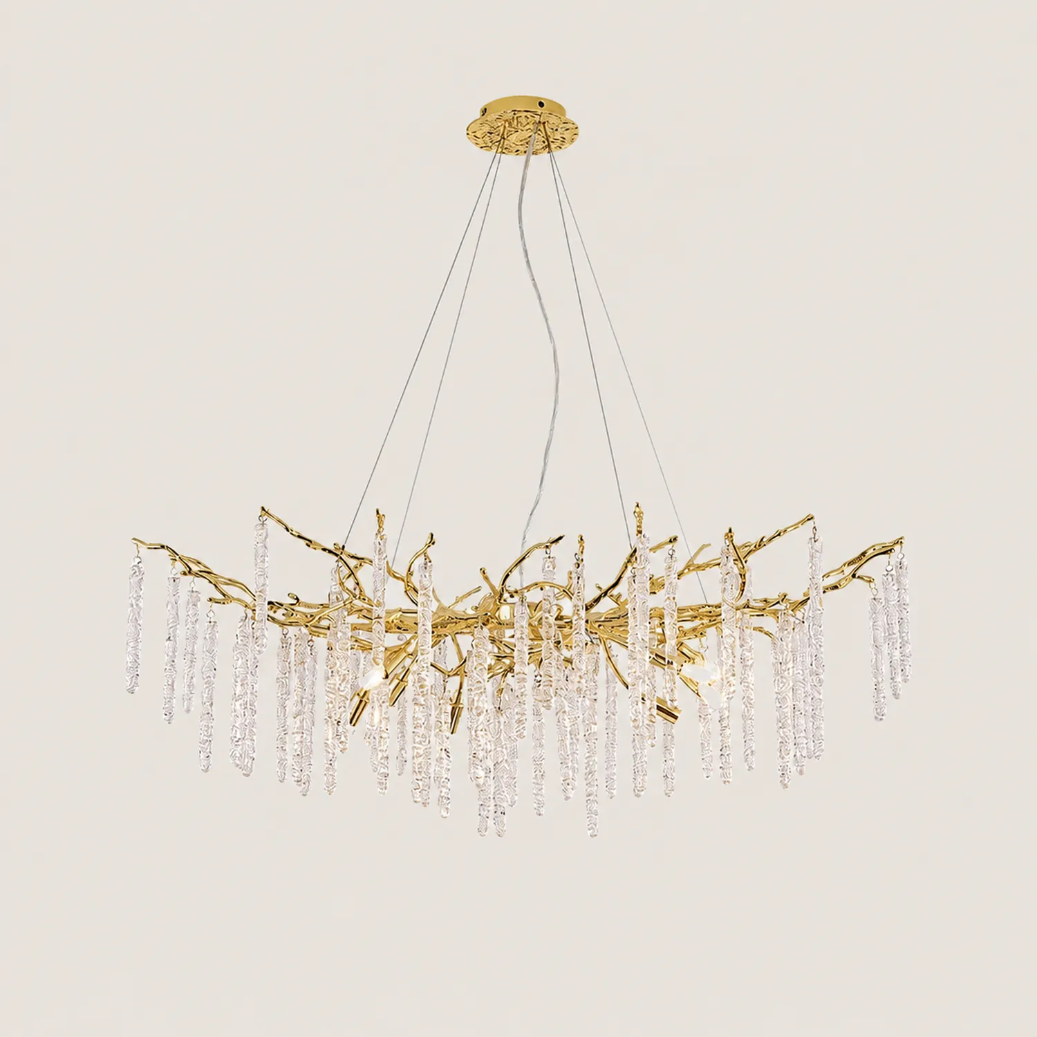 Crystal Icicles Branch Brass Chandelier - Lumpaz