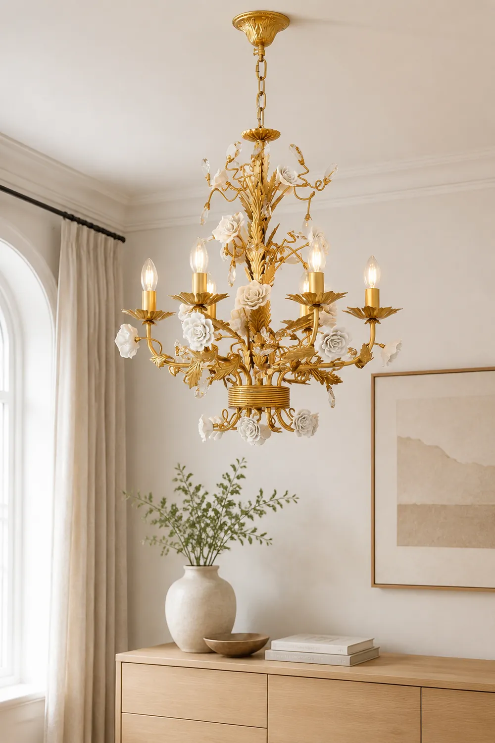 White Rose Crystal Chandelier - Lumpaz