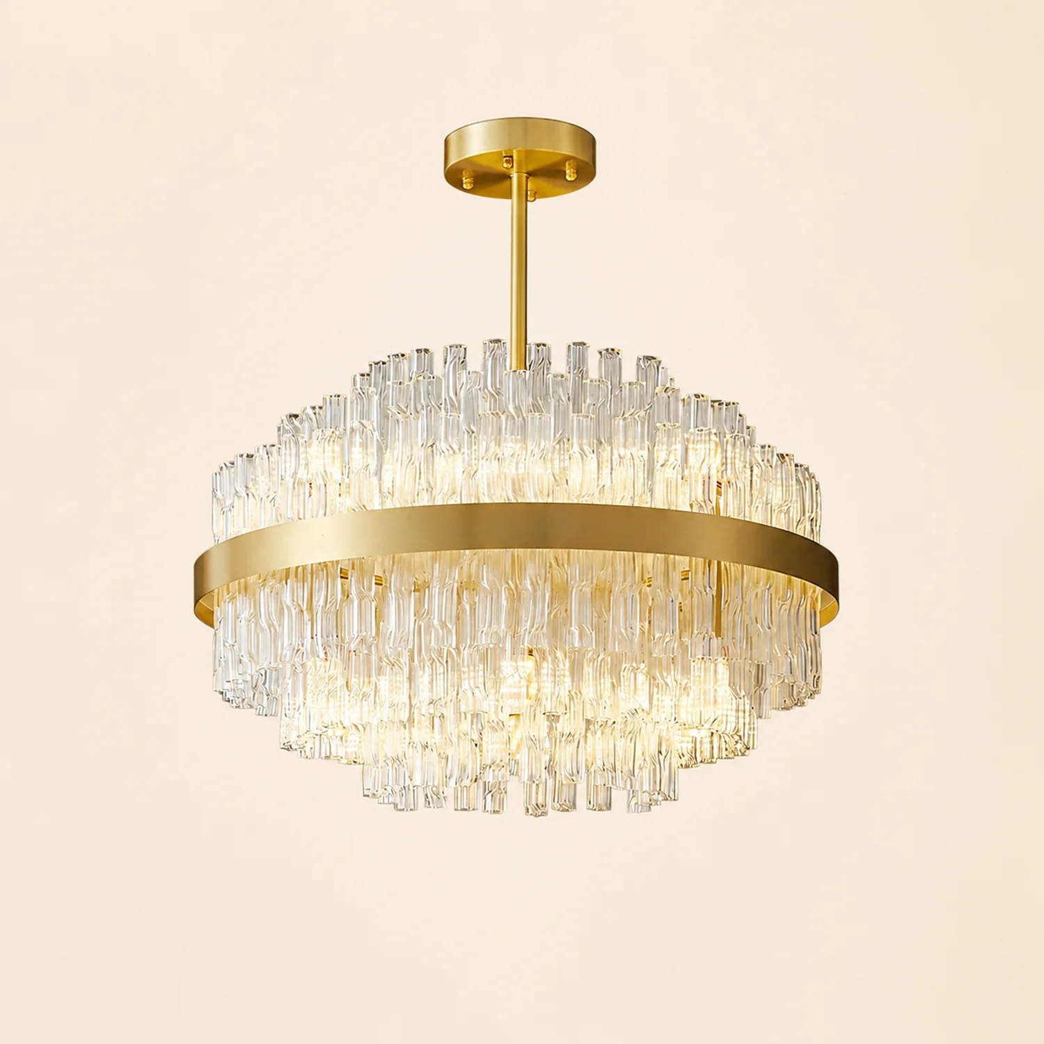 Gold & Clear Rod Chandelier - Lumpaz