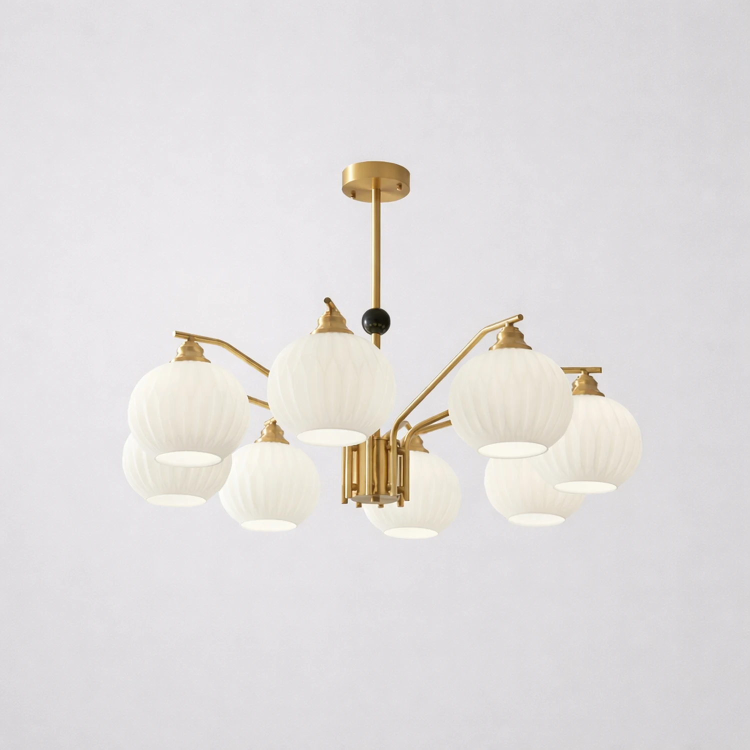 Ribbed Glass Gold Chandelier - Lumpaz