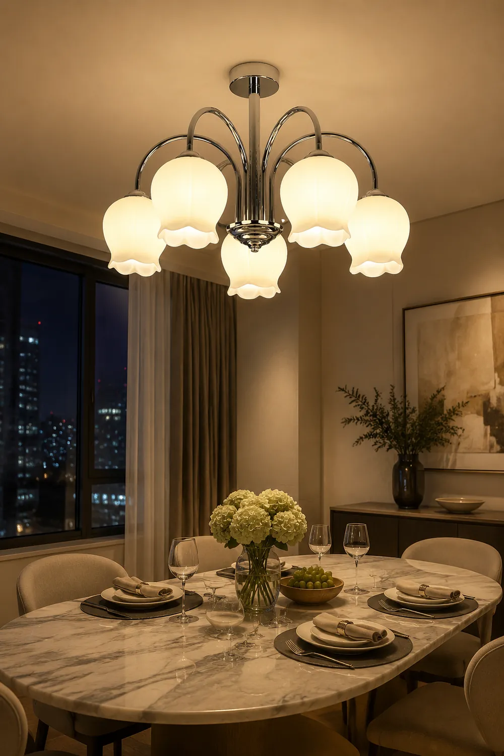 Floral Glass Chandelier - Lumpaz